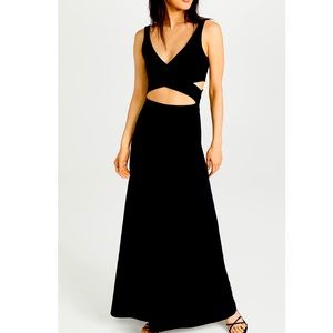 $275⬇️NWT Susana Monaco cutout midriff black maxi tank dress flowy